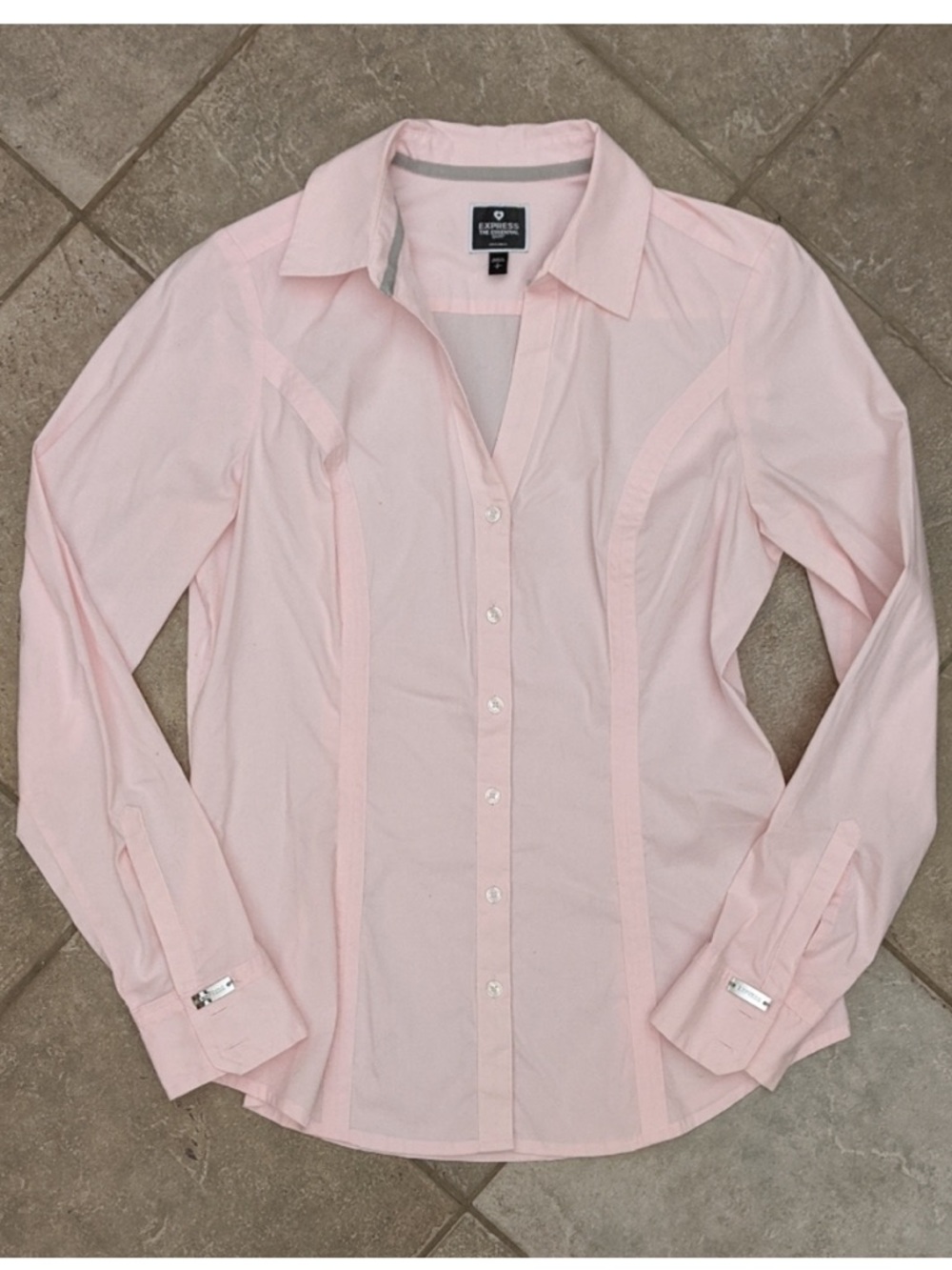 EXPRESS PINK BUTTON UP OFFICE WORK SHIRT CUFFS BUSINESS SIZE SMALL